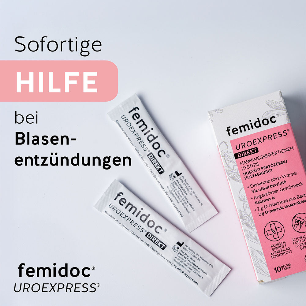 UROEXPRESS® DIREKT für sofortige Hilfe bei Blasenentzündungen - femidoc®