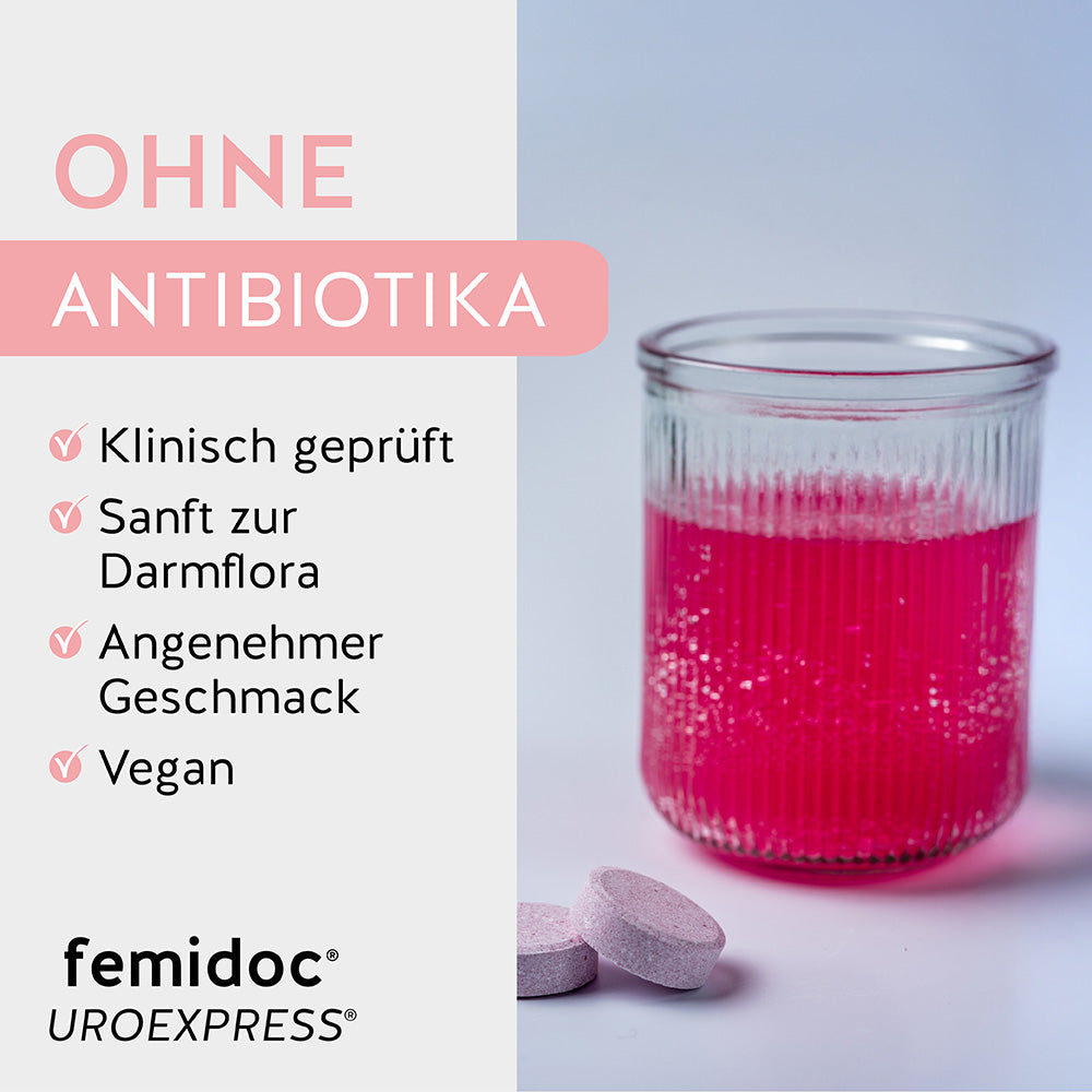UROEXPRESS® FIZZ anstatt Antibiotika - femidoc®