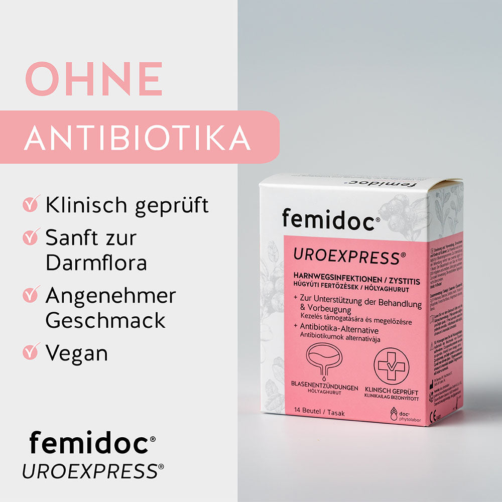 UROEXPRESS® Sachets anstatt Antibiotika - femidoc®